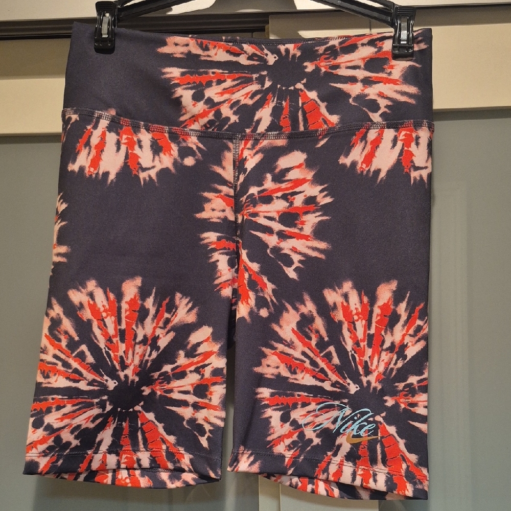 Nike Orange and Black Tie-Dye Dri-FIT Shorts